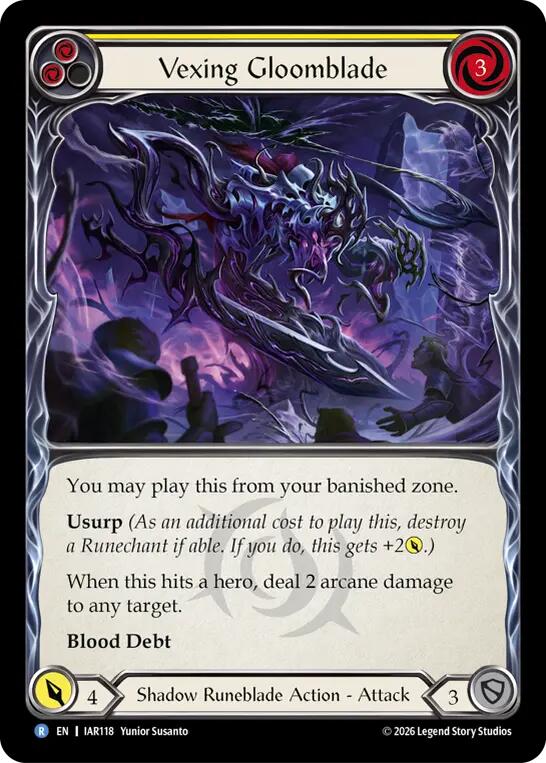 Vexing Gloomblade (Yellow) [IAR118] (Usurp the Shadow Throne)  Rainbow Foil