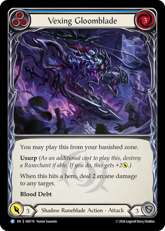 Vexing Gloomblade (Blue) [IAR119] (Usurp the Shadow Throne)  Rainbow Foil