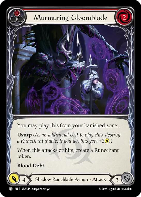 Murmuring Gloomblade (Red) [SBW015] (Silver Age: Usurp the Shadow Throne)