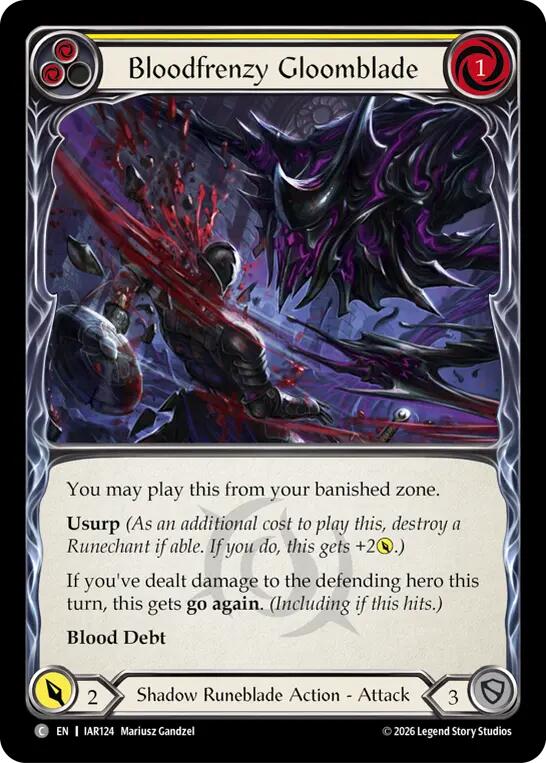 Bloodfrenzy Gloomblade (Yellow) [IAR124] (Usurp the Shadow Throne)  Rainbow Foil