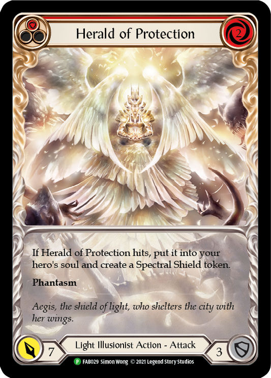 Herald of Protection (Red Extended Art) [FAB029] (Promo)  Rainbow Foil